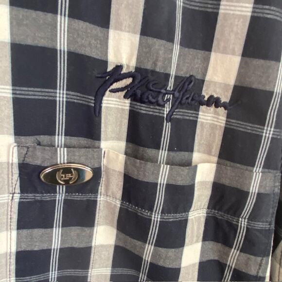 Phat Farm Navy and White Button Up Shirt - Large - Picture 4 of 5